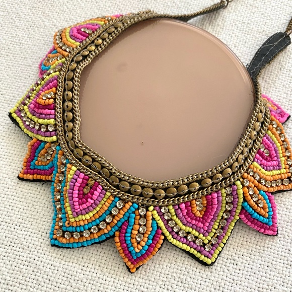 Unbranded Jewelry - Heavily Beaded Handmade Artisan Bib Necklace Statement Unique Boho Festival Mod